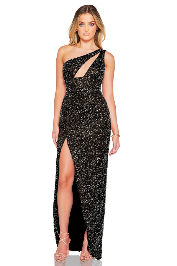 Nookie - Beaded Sequin Satin Gown