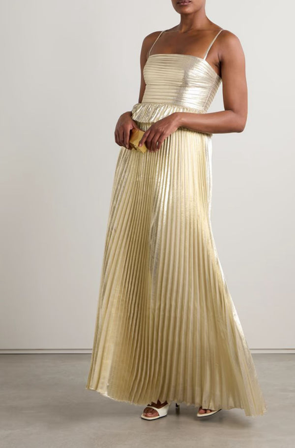 Self Portrait – Pleated Metallic Gown