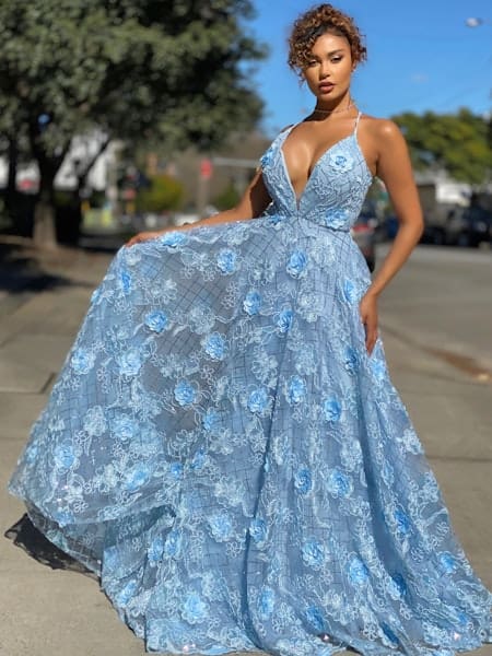 Jadore - 3D Floral Applique Gown