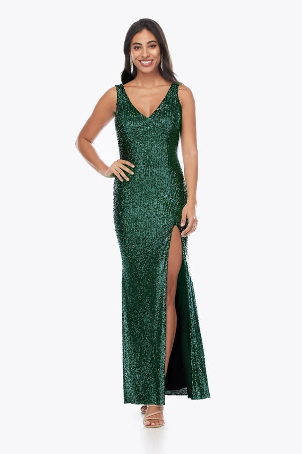 Zaliea - V-Neck Sequined Gown