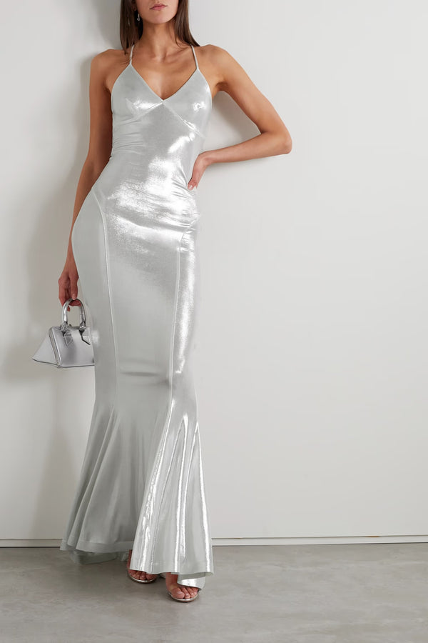 Norma Kamali - Metallic Stretch Lame Gown