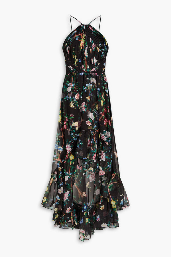 Marchesa Notte - Ruffled Hi-Low Floral Gown