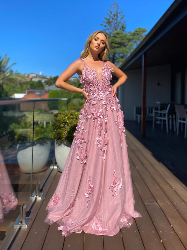 Jadore - 3D Floral Embellished Gown