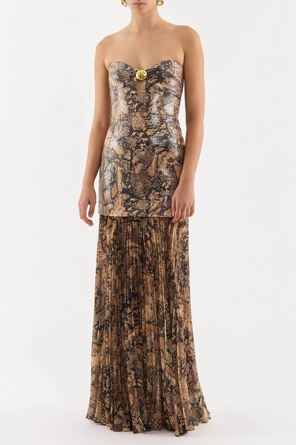 Rebecca Vallance – Snake Skin Strapless Gown
