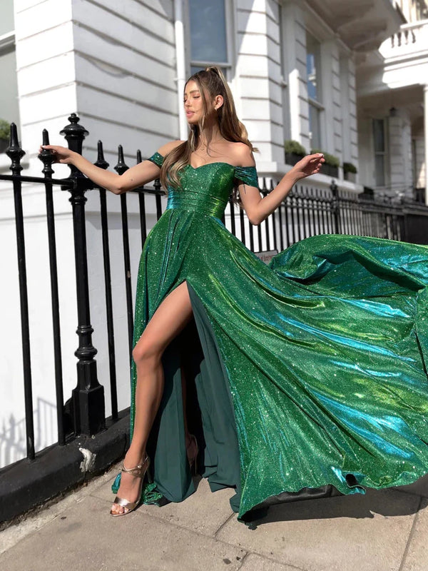 Jadore – Off the Shoulder Shimmer Gown